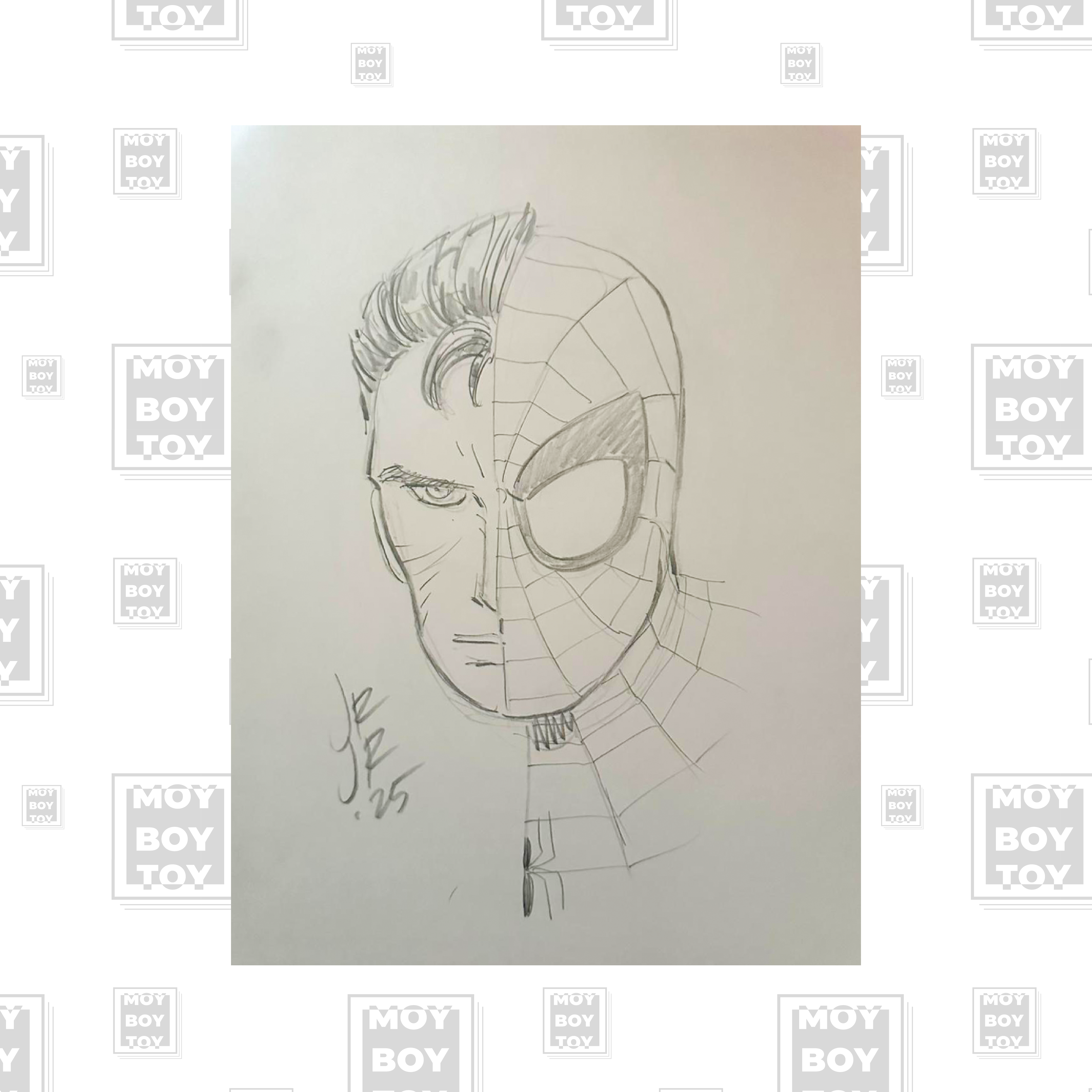 John Romita Jr – Original Spider-man / Peter Parker wounded Headshot 28x21cm