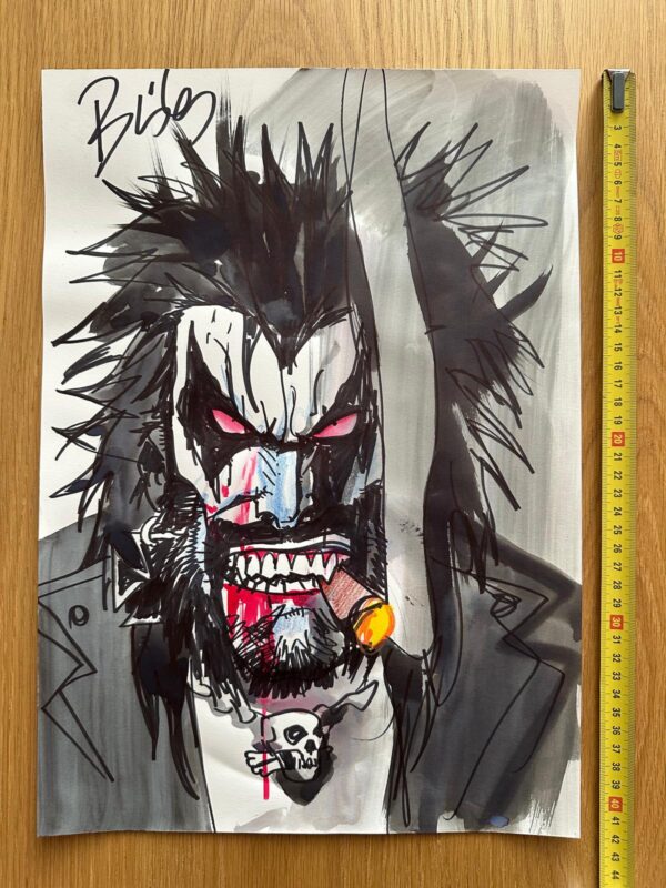 Simon Bisley - Original Lobo headshot 42x29,5cm