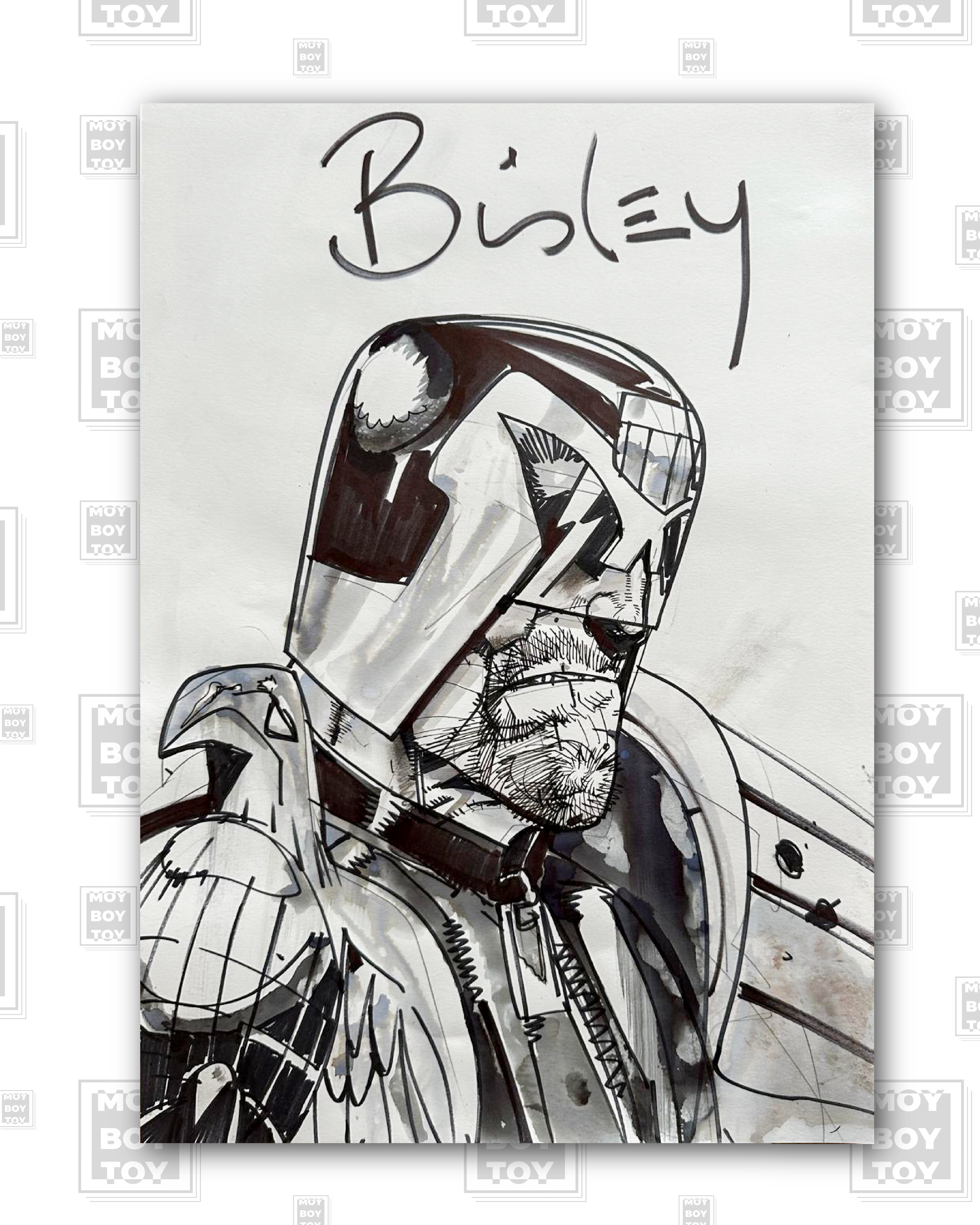 Simon Bisley - Original Judge Dredd headshot 42x29,5cm