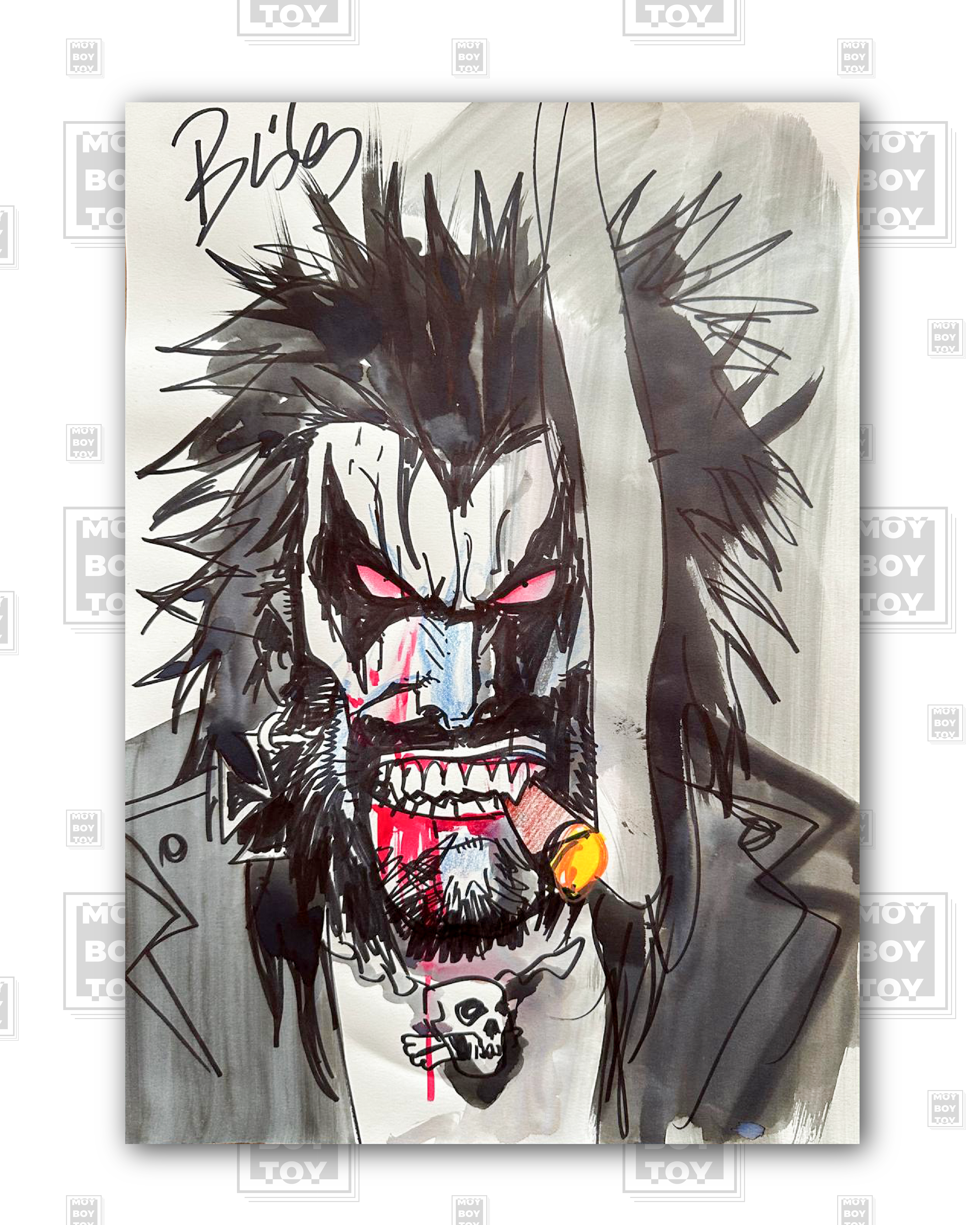 Simon Bisley - Original Lobo headshot 42x29,5cm