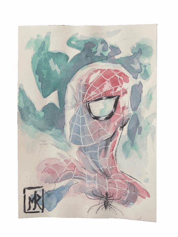Manuel Ricci - Spiderman watercolor headshot 21x14,8cm
