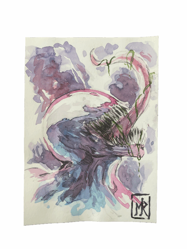 Manuel Ricci - Venom headshot watercolor 21x14,8cm