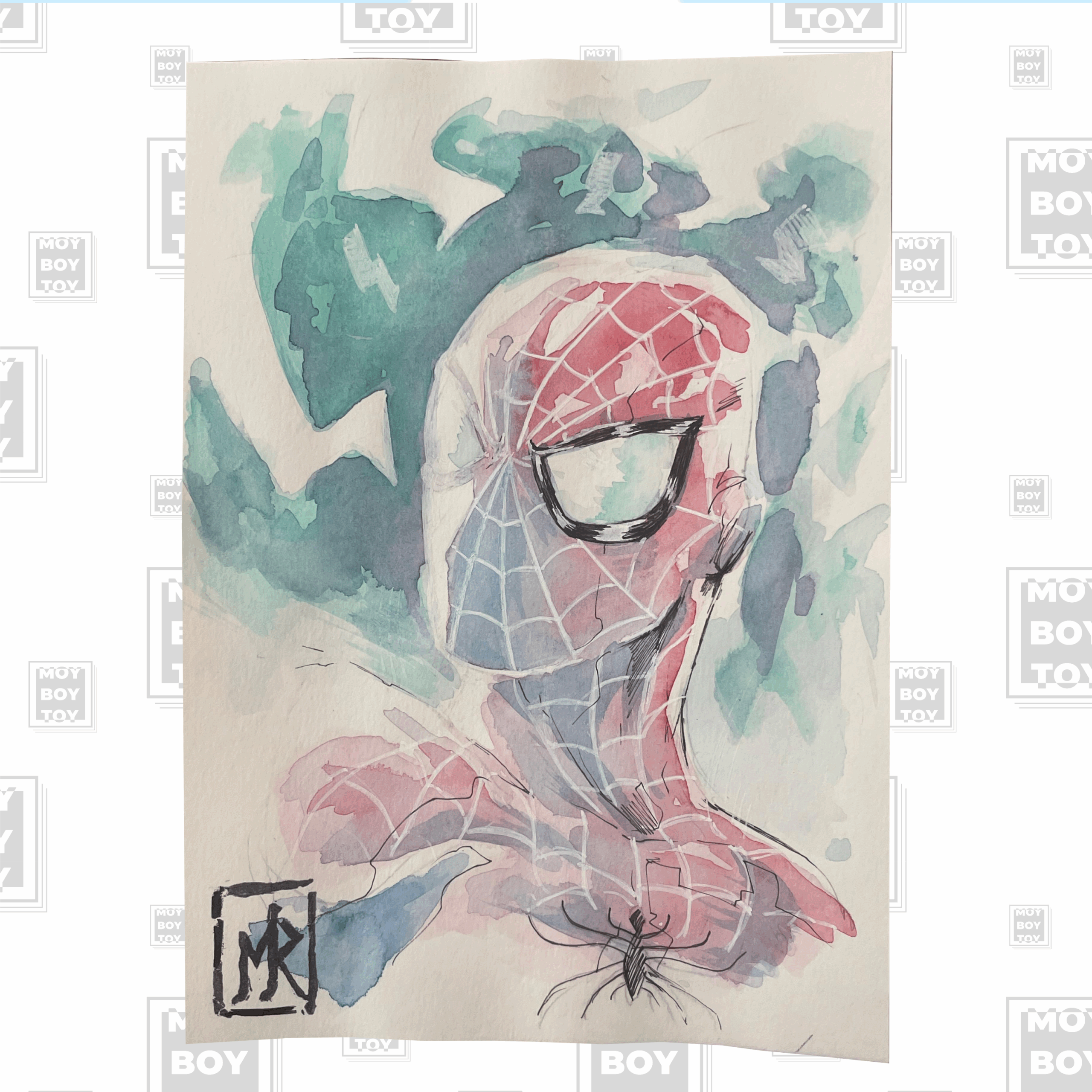 Manuel Ricci - Spiderman watercolor headshot 21x14,8cm