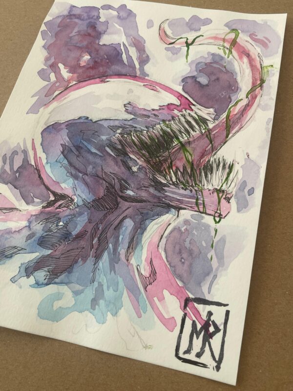 Manuel Ricci - Venom headshot watercolor 21x14,8cm