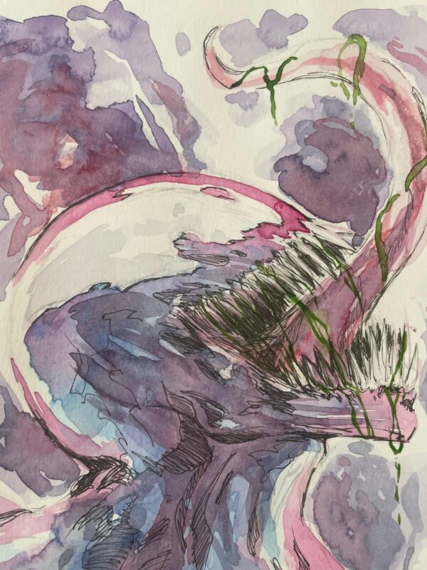 Manuel Ricci - Venom headshot watercolor 21x14,8cm