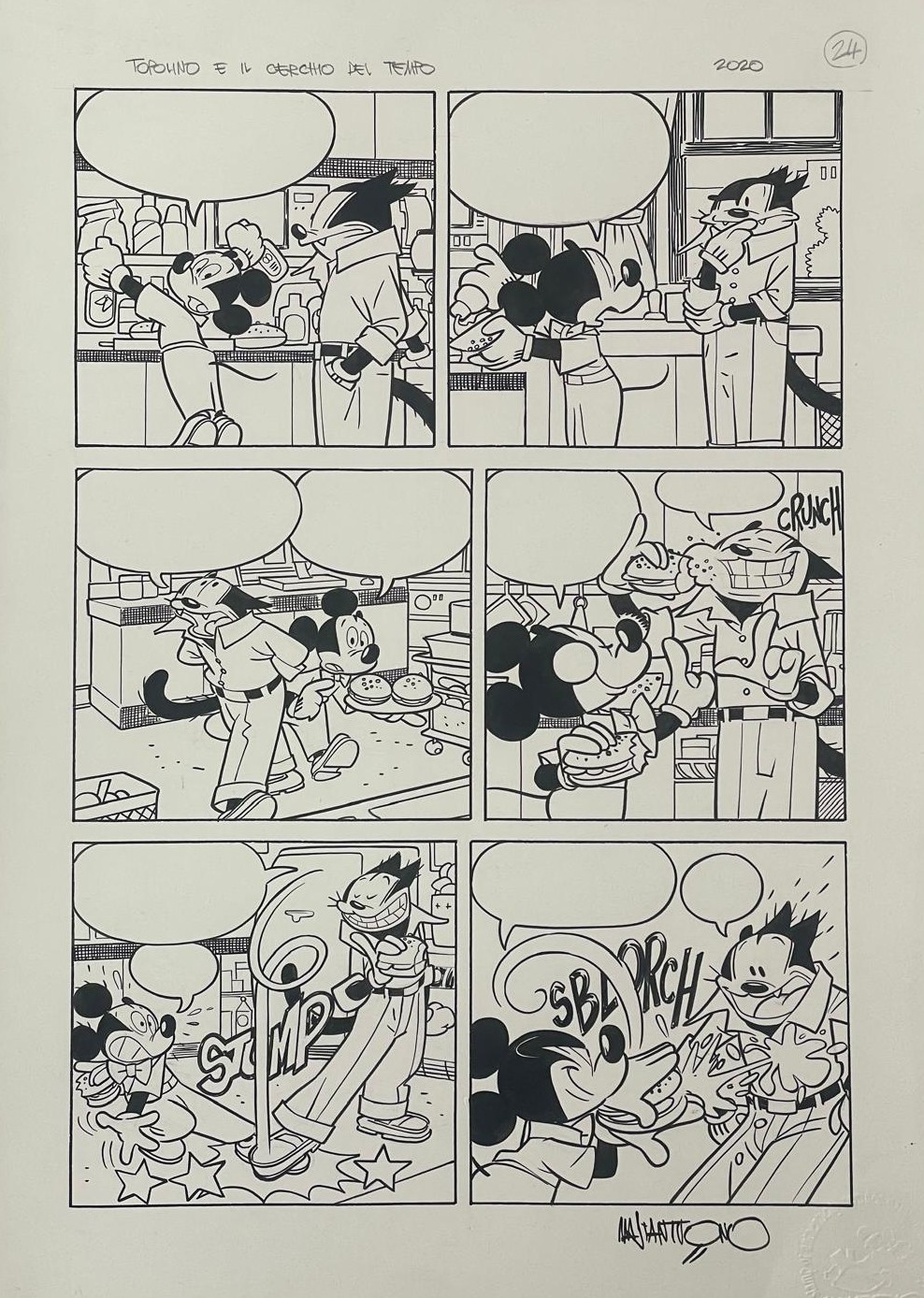 Corrado Mastantuono – Tavola originale "Topolino - Il cerchio del tempo" pag. 24