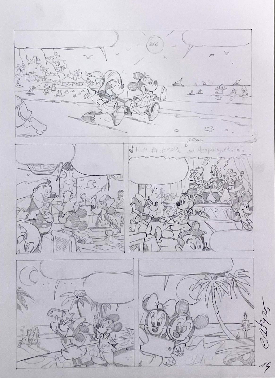 Casty - Tavola originale Topolino e l'ipotetico doppio scherzo Pag. 14 matite