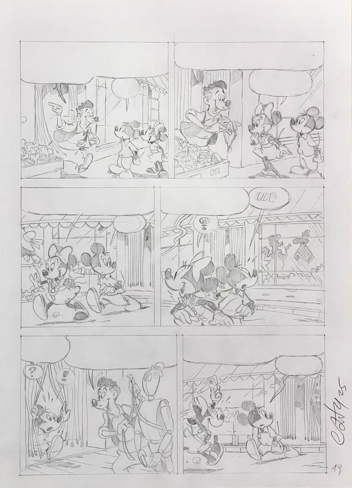 Casty - Tavola originale Topolino e l'ipotetico doppio scherzo Pag. 19 matite