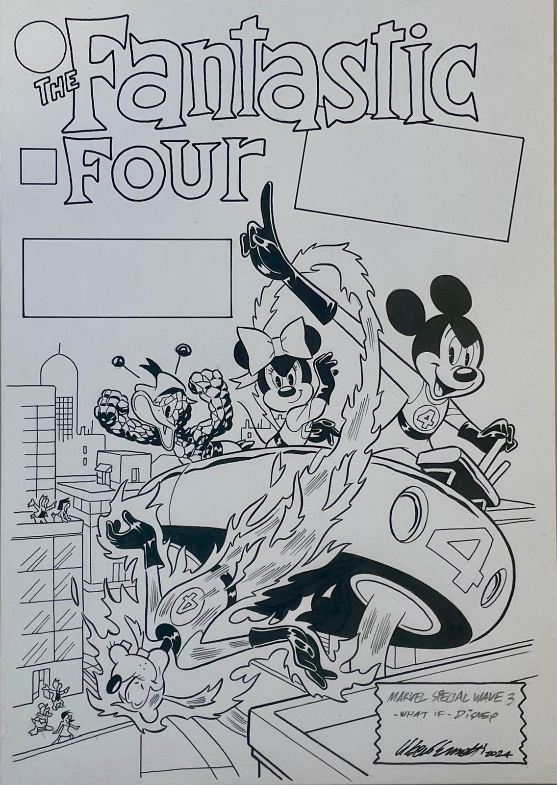 Libero Ermetti – Copertina originale INK Fantastic Four 28 variant Marvel / Disney100