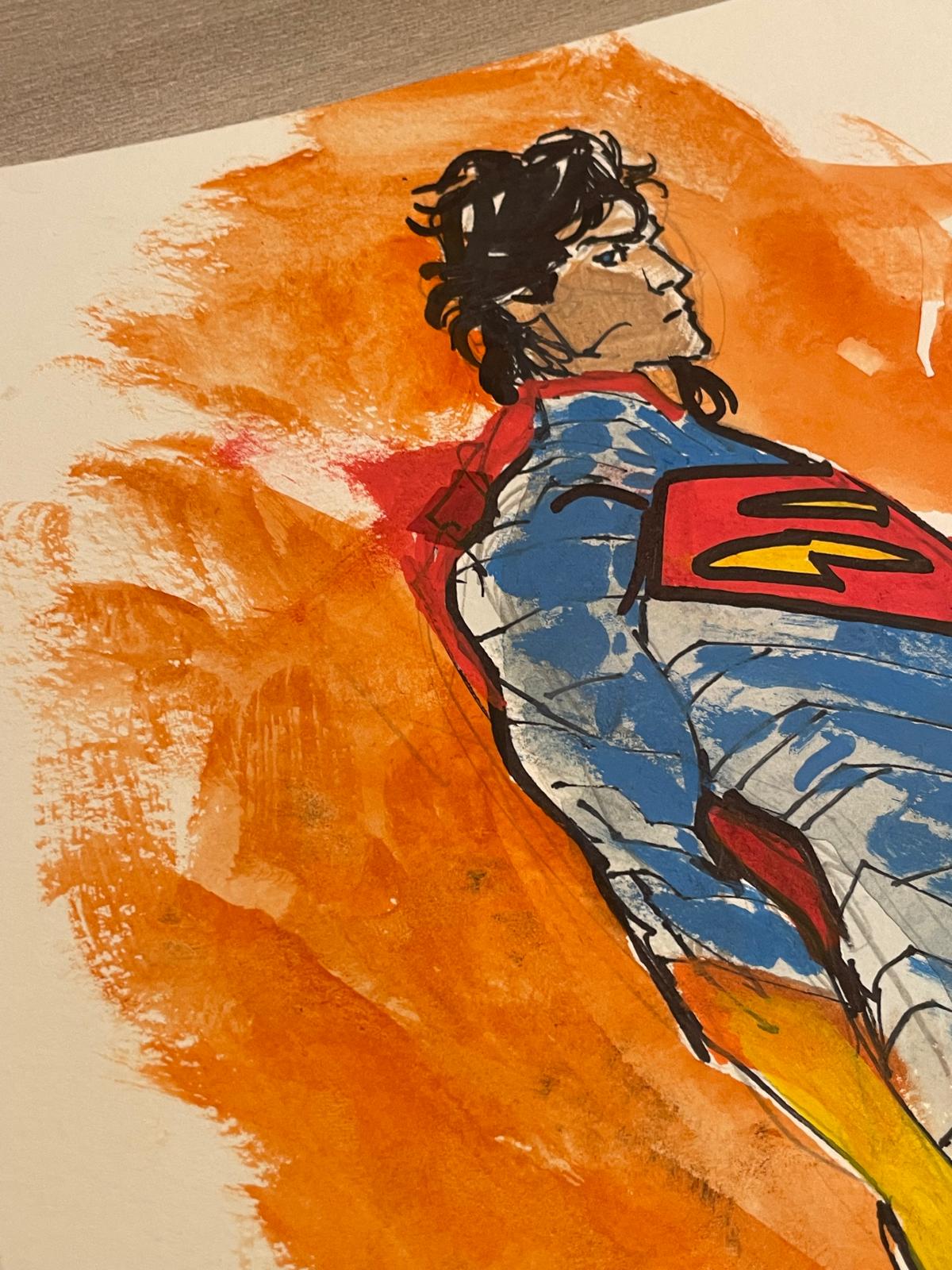 Carmine Di Giandomenico - Full body Superman color drawing 29,5x21cm