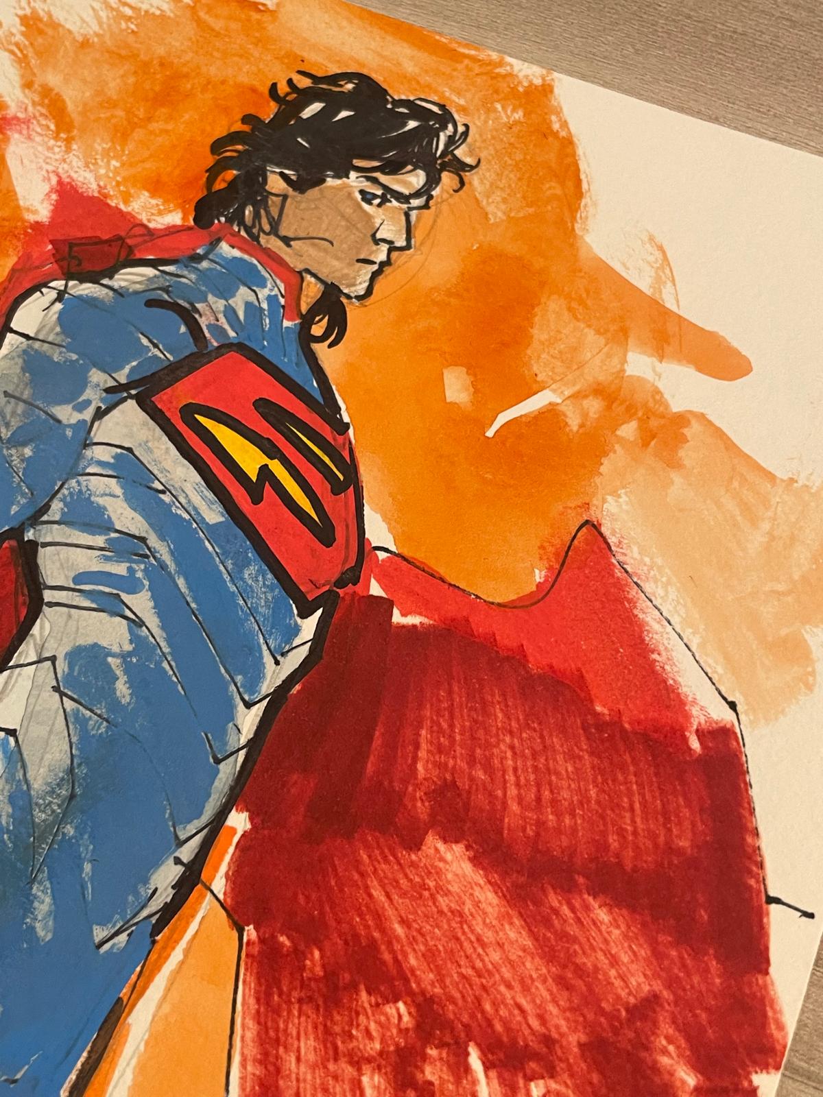Carmine Di Giandomenico - Full body Superman color drawing 29,5x21cm
