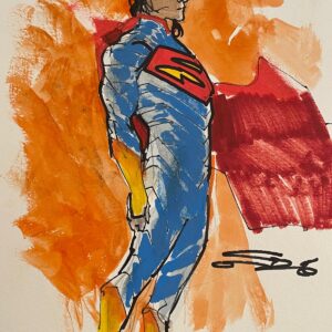 Carmine Di Giandomenico - Full body Superman color drawing 29,5x21cm